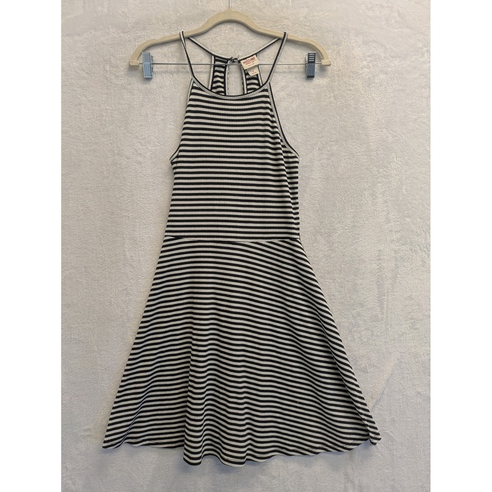 Mossimo Supply Co Striped Halter Dress Black White Ribbed Knit Size S
